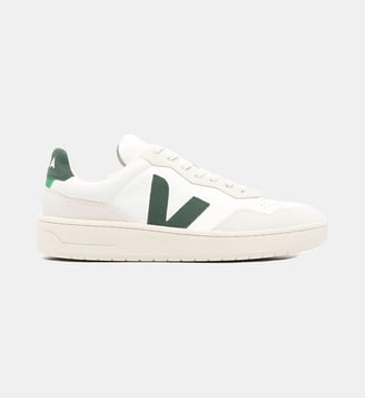 Baskets basses V-90 cuir - Veja - Blanc et vert