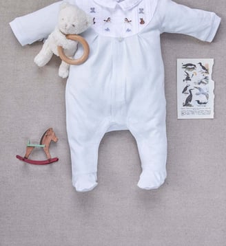 Pyjama -  coton col Claudine animaux - Tartine Et Chocolat - Bleu ciel