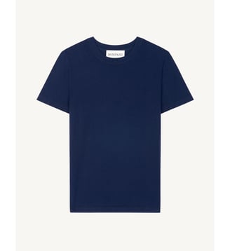 T-shirt droit en coton et cachemire - Bompard - Bleu