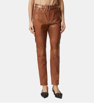 Pantalon ceinturé en cuir - Pinko - Multicolore