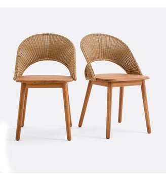 Lot de 2 chaises de jardin en acacia massif - La Redoute Interieurs - Naturel