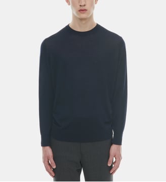 Pull droit en laine mérinos - Fursac - Bleu marine