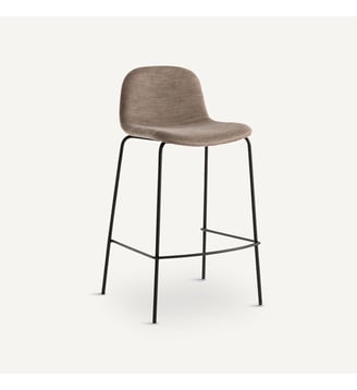 Chaise de bar, velours flammé, H75 cm - AM.PM - Gris lunaire