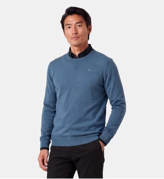 Pull Mao essentiel col rond - Serge Blanco - Bleu foncé