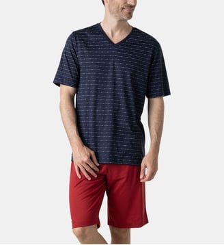 Pyjama court MERCERISE - Eminence - Bleu rouge
