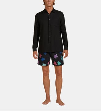Chemise en lin unie - Vilebrequin - Noir