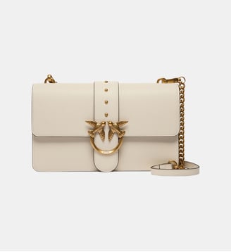 Sac à main moyen love bag one en cuir - Pinko - Blanc soie or antique