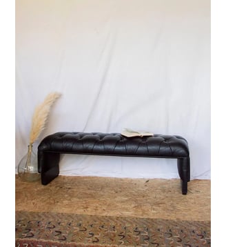 Banquette en cuir Clara N°135- Produit chiné - Debongout - Noir