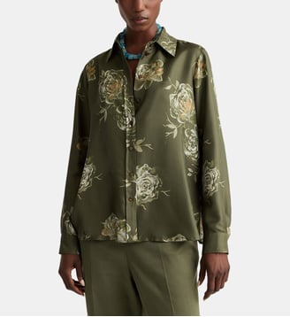 Chemisier arles en twill de soie imprimé - Momonì - Vert