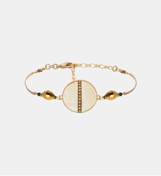 Bracelet souple nacre et perles du Japon - Satellite - Doré