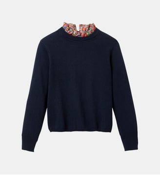 Pull  col tissu Liberty - Cyrillus - Liberty annie and may rouge
