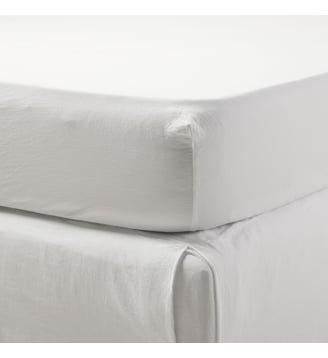 Drap Housse  Satin de coton lavé uni à nouettes Madura