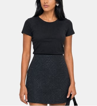 T-shirt col rond ajusté en coton - The Kooples - Noir