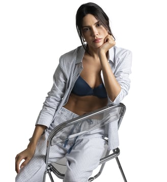 Bas de pyjama long AUDREY - Passionata - Blanc et bleu