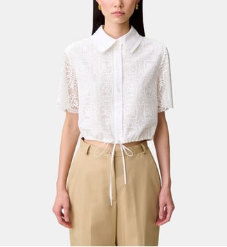 Chemise dentelle courte - Claudie Pierlot - Blanc