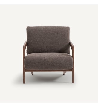 Fauteuil noyer massif et bouclette - AM.PM - Marron foncé