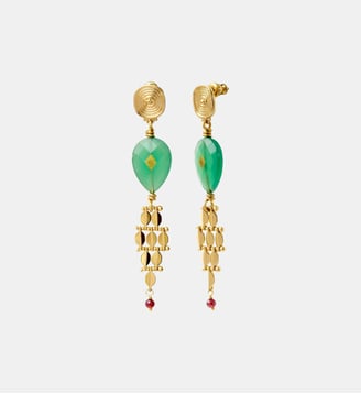 Boucles d'oreilles tiges percées   - Babylone - Satellite - Vert