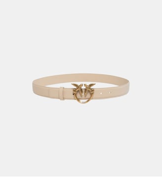 Ceinture love birds en cuir - Pinko - Beige