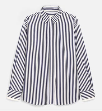 Chemise large rayée unisexe en coton col amovible - AMI Paris - Bleu roi et blanc