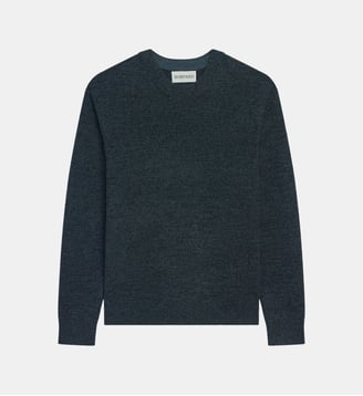 Pull col rond mouliné - Bompard - Charbon et bleu granit