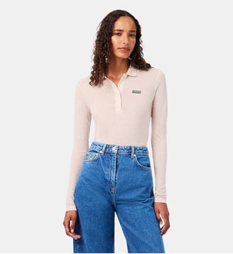 Polo manches longues jersey doux slim fit - Lacoste - Noir, blanc et jaune