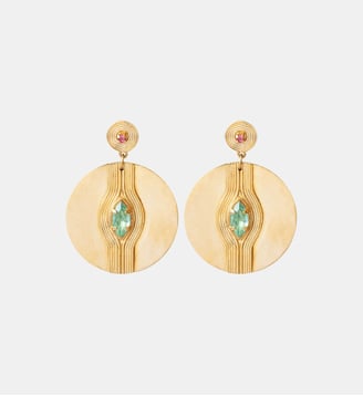 Boucles d'oreilles tiges percées   - Soleil - Satellite - Vert