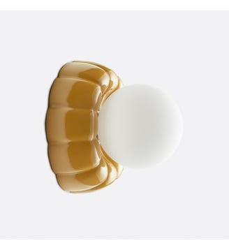 Applique ou plafonnier, cannelé, en céramique et verre opalin - La Redoute Interieurs - Jaune ocre