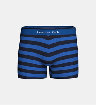 Boxer à rayures en coton - Eden Park - Bleu