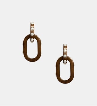 Nefertiti Double Earrings Solid Tortoisesh - La DoubleJ - Marron
