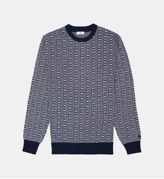 Pull col roulotte en coton Millstreet - Serge Blanco - Bleu marine