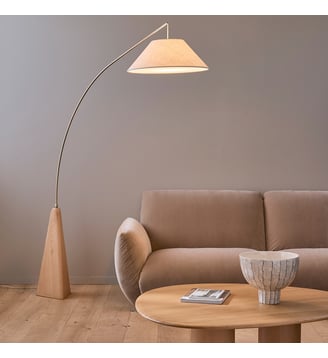 Lampadaire arc en chêne massif et lin AM.PM