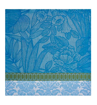 Serviette de table Escapade Tropicale 100% lin - Le Jacquard Francais - Bleu arctique