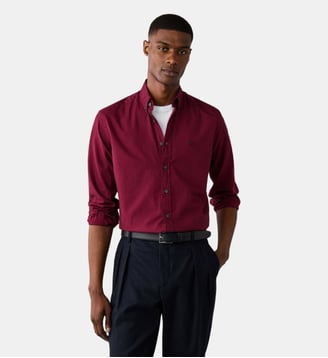 Chemise Coupe Ajustée Teinte En Pièce En Oxford - Hackett London - Oxblood red