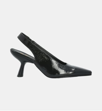 Sling back dauphine - cuir vernis - Colisée Paris - Noir