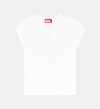 T-shirt avec logo découpé brodé - Diesel - Blanc