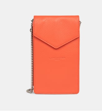 Sac pochette pour smartphone cuir grainé - Lancaster - Orange