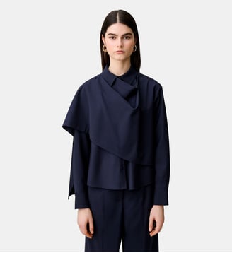 Veste laine mélangée châle - Claudie Pierlot - Marine