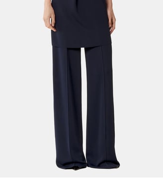 Pantalon Large En Viscose - Lanvin - Bleu