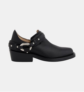 Bottines biker en cuir - Rabanne - Noir et argent