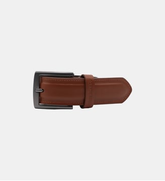 Ceinture en cuir avec surpiqûre ton sur ton - Serge Blanco - Marron