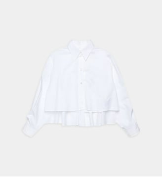 Chemise courte en popeline avec plis dans le dos - MM6 Maison Margiela - Blanc
