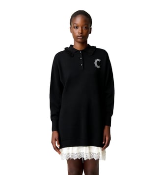 Robe pull satin dentelle - Claudie Pierlot - Bicolore