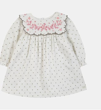 Robe -  coton col plastron à pois - Tartine Et Chocolat - Écru