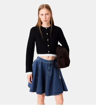 Cardigan avec bande contrastée - Maje - Noir