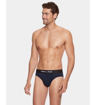 Slip siglé coton stretch-Bleu marine-S Eden Park