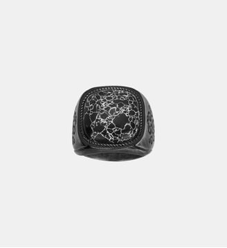 Bague Zinédine en PVD avec black howlite noir - Phebus - Vintage
