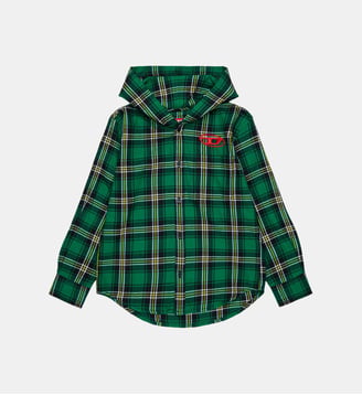 Chemise à carreaux avec logo - Diesel Kids - Vert joyeux