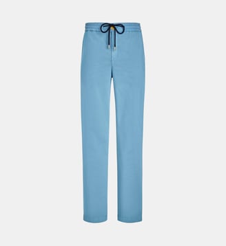 Pantalon taille élastique en coton et tencel uni - Vilebrequin - Divin