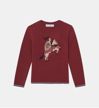 Pull - Bordeaux laine broderie chevalier - Tartine Et Chocolat - Rouge