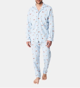Pyjama boutonné en jersey de coton épais - Wouf - Arthur - Ciel